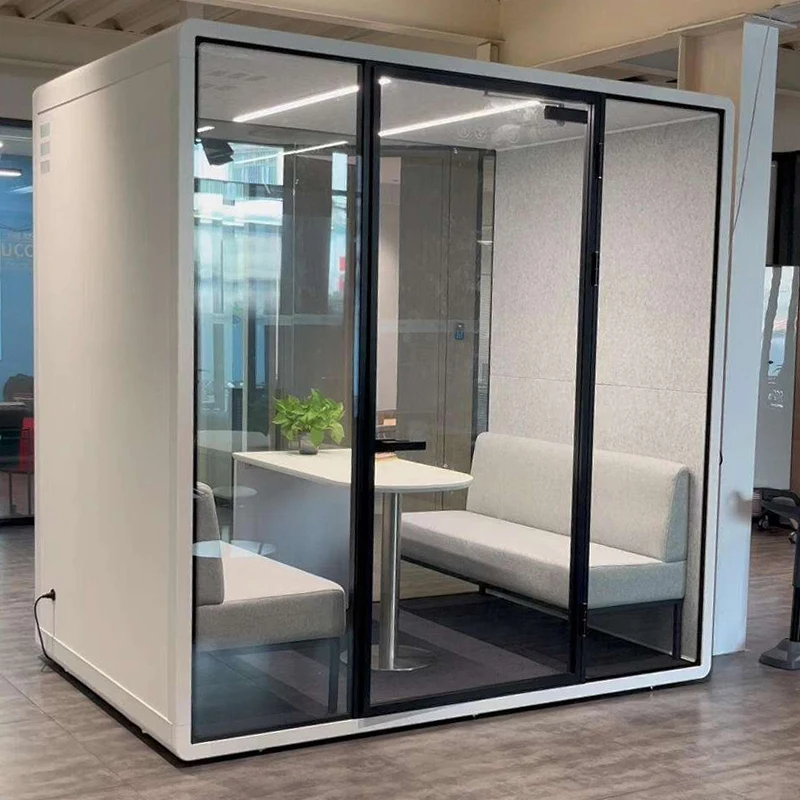 FOODLINE Customized Modular Soundproof Cabin Office Pod Noise Reduction Acoustic Work Booth Aluminum Frame with Tempered Glass