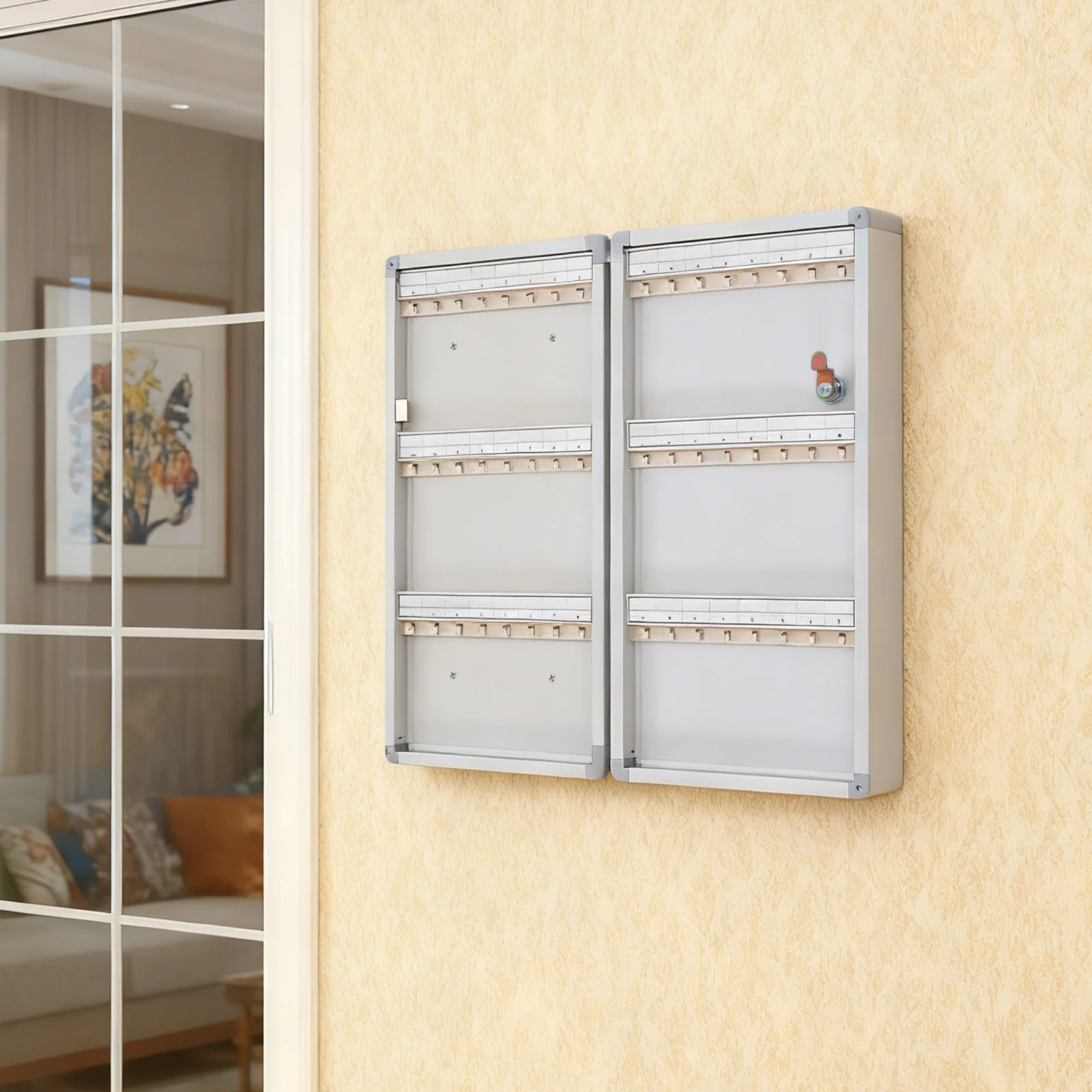 جدار جبل مفتاح خزانة منظم اقفال الصناديق ل 48 مفاتيح حامل معدني السنانير تسميات قفل صندوق تخزين مفتاح دخول المكتب المنزلي