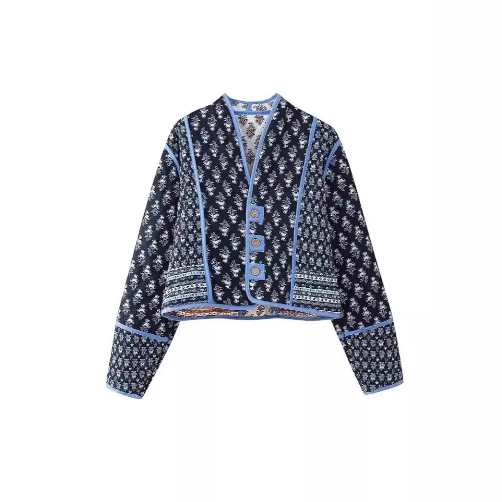 

Women's Reversible Quilted Cotton Jacket European American Style Fashionable Outerwear for Ladies