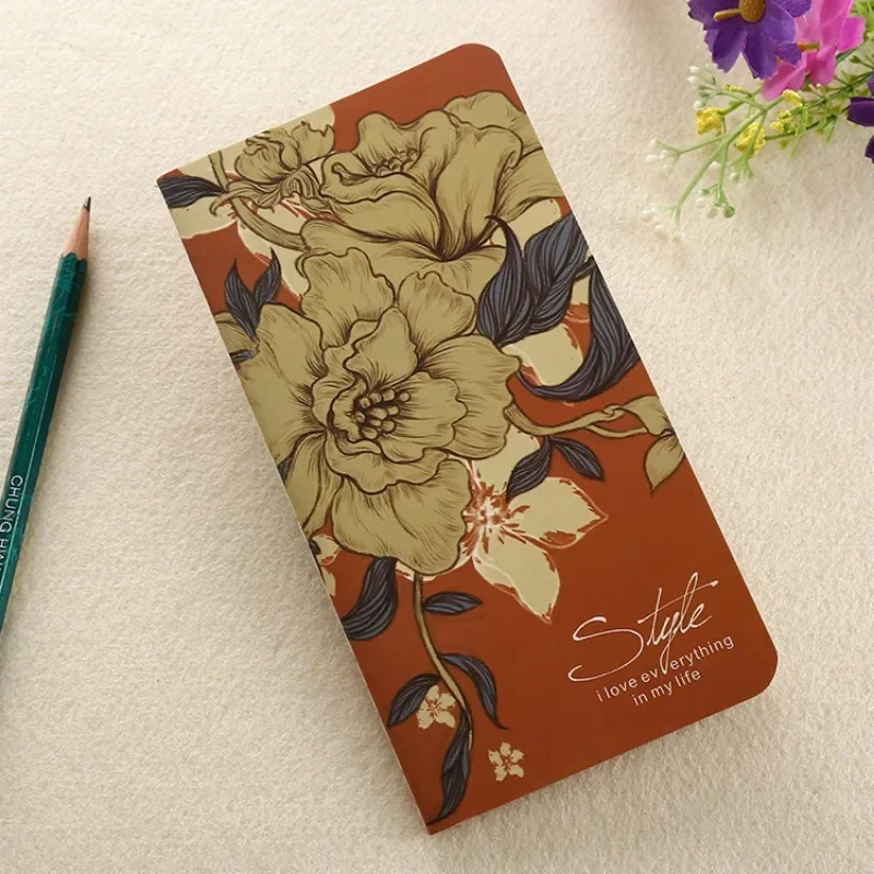 A6 Vintage Flower Kids Drawing Graffiti Sketchbook Painting Art Sketch Book Kraft Blank Line Spiral Kids Notebook