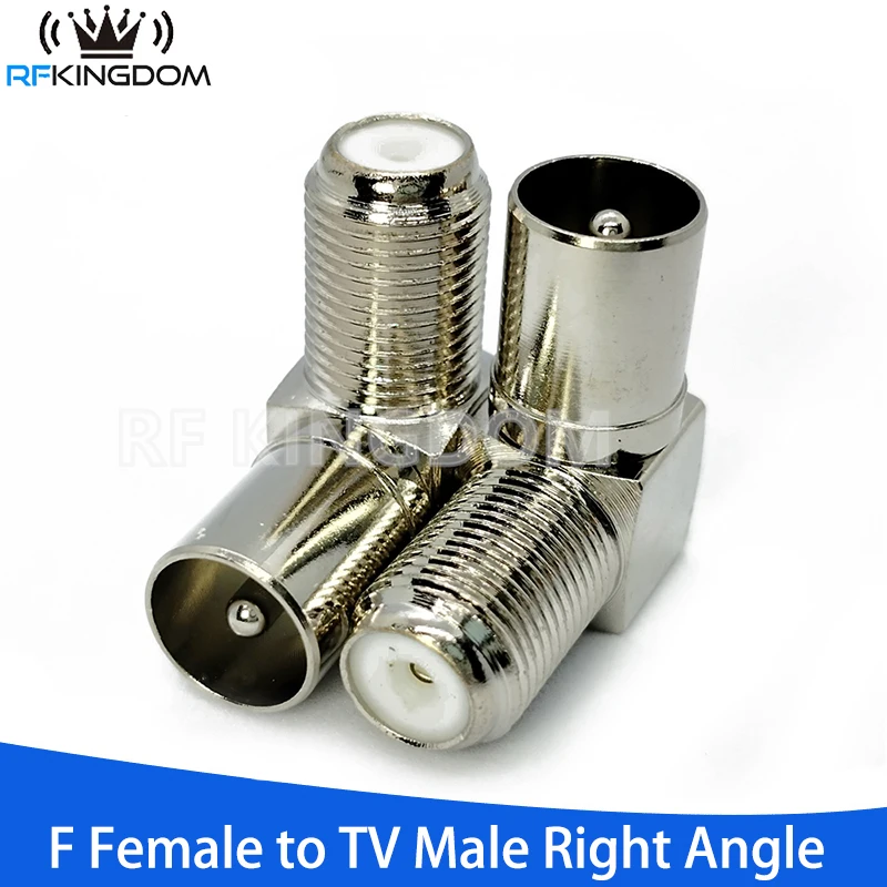 90 Degree Right Angle F Connector TV Aerial Cable Adapter RF Coaxial F Female Socket to TV Male Plug