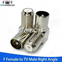 90 Degree Right Angle F Connector TV Aerial Cable Adapter RF Coaxial F Female Socket to TV Male Plug