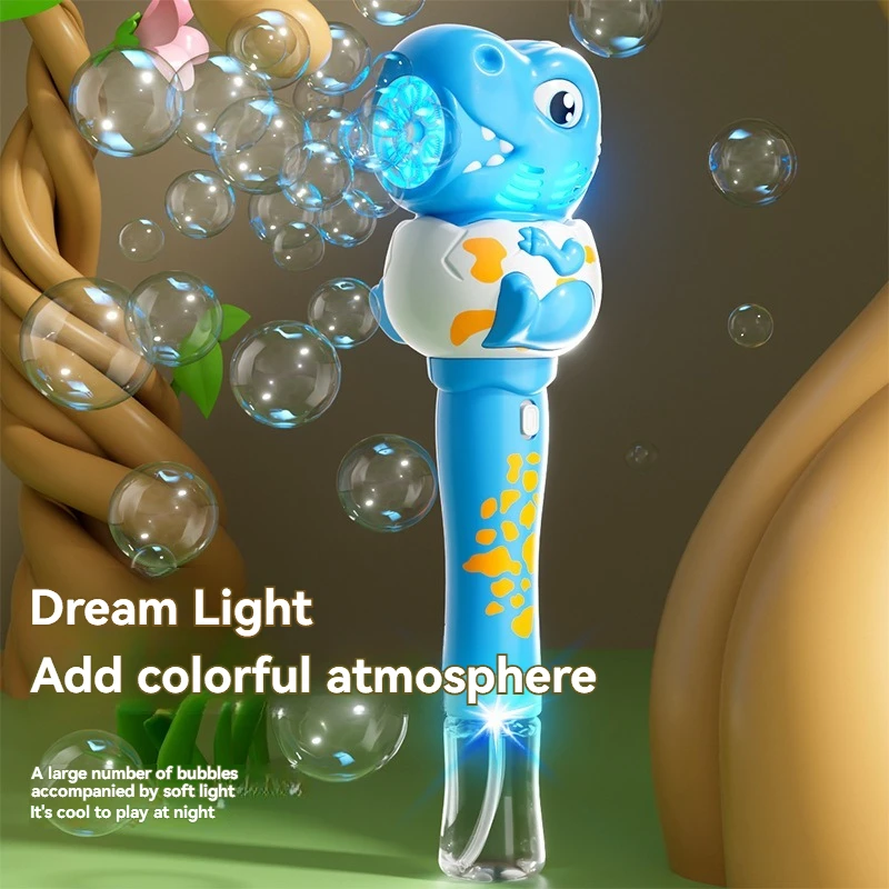 새로운 공룡 버블 건 장난감 로켓 비누 거품 기관총 모양 소년을위한 가벼운 장난감과 자동 송풍기 소녀 크리스마스 선물