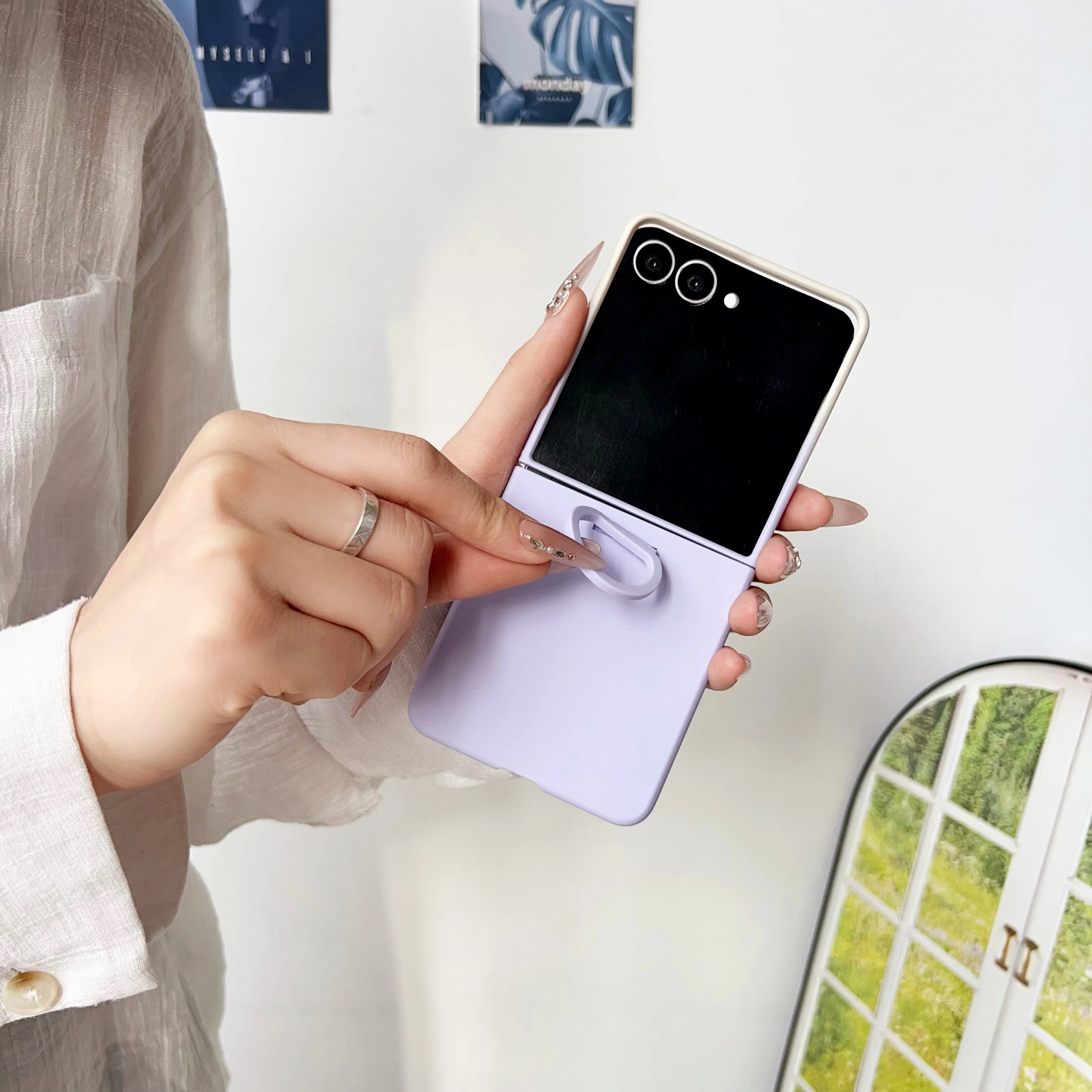 Hartschalen-Handyhülle mit Farbverlauf und Ring für Samsung Galaxy Z Flip 8 7 FE 6 5 Flip7, Schutzhülle mit großem Sichtfenster – Detail 36