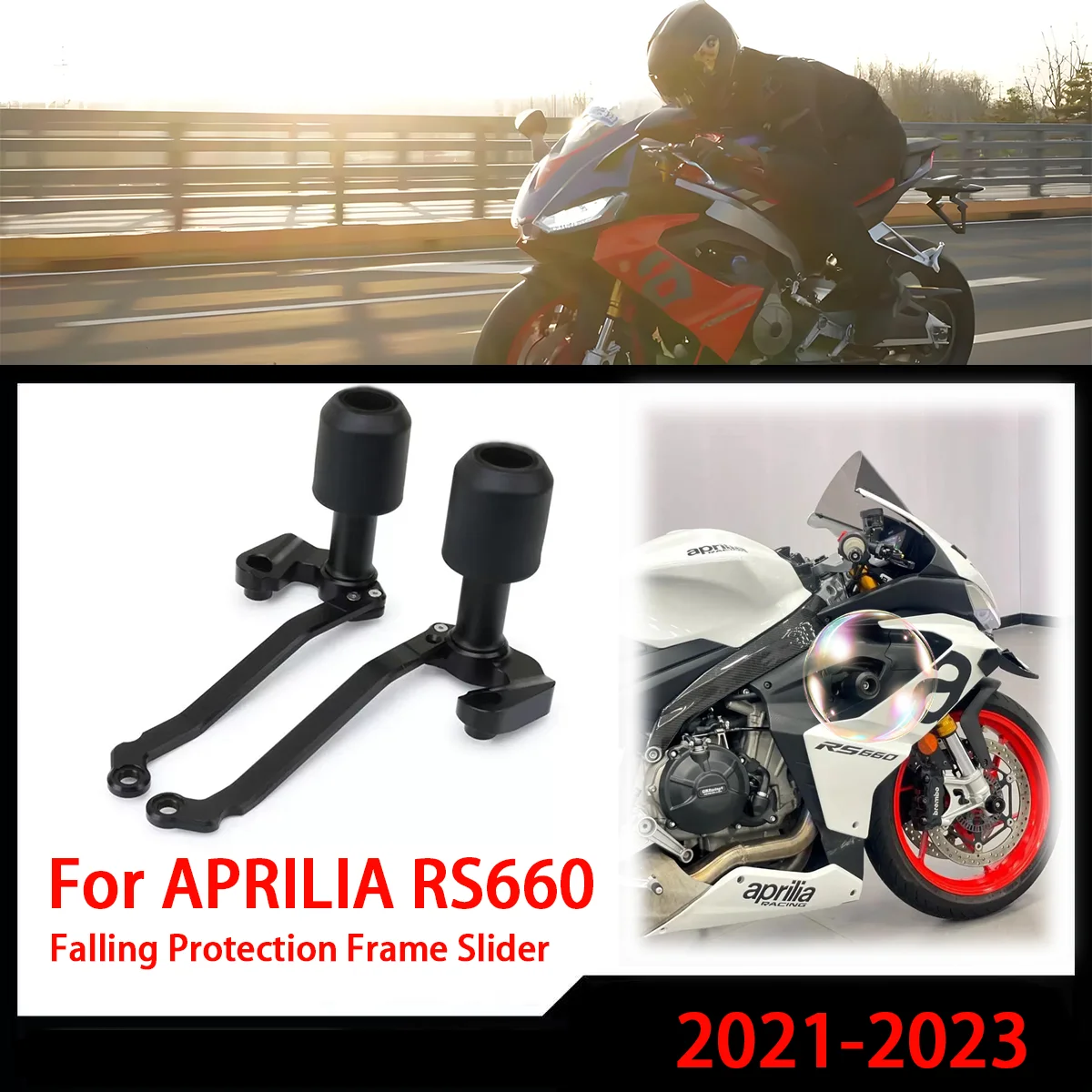 

Motorcycle CNC Frame Sliders Protector Guard Fairing Crash Pad Falling Protection Frame Slider For APRILIA RS660 2021-2023