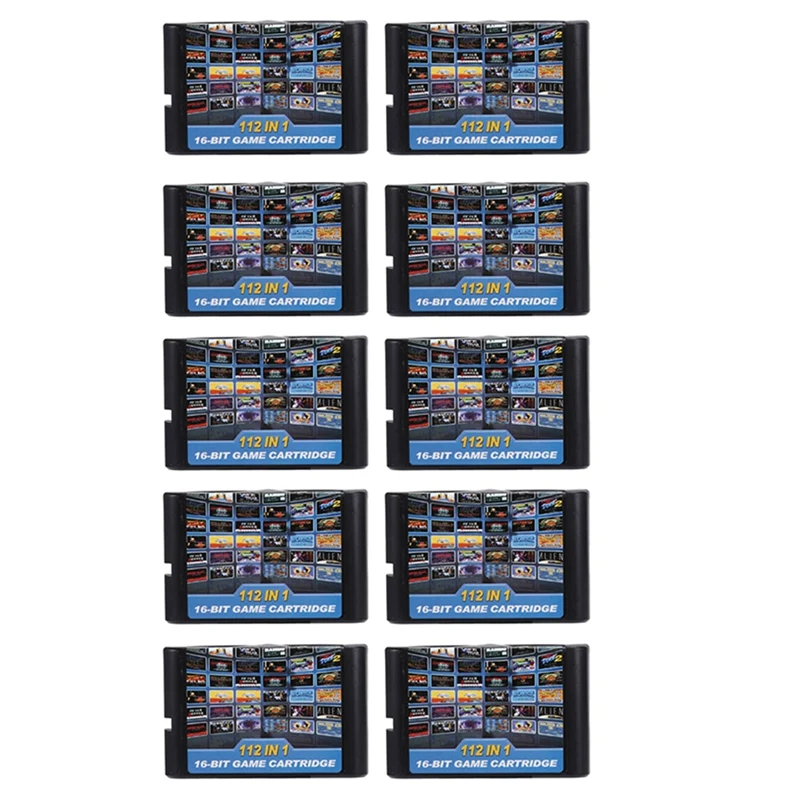 

10X 112 In 1 Game Cartridge 16 Bit Game Cartridge For Sega Megadrive Genesis Game Cartridge For PAL And NTSC