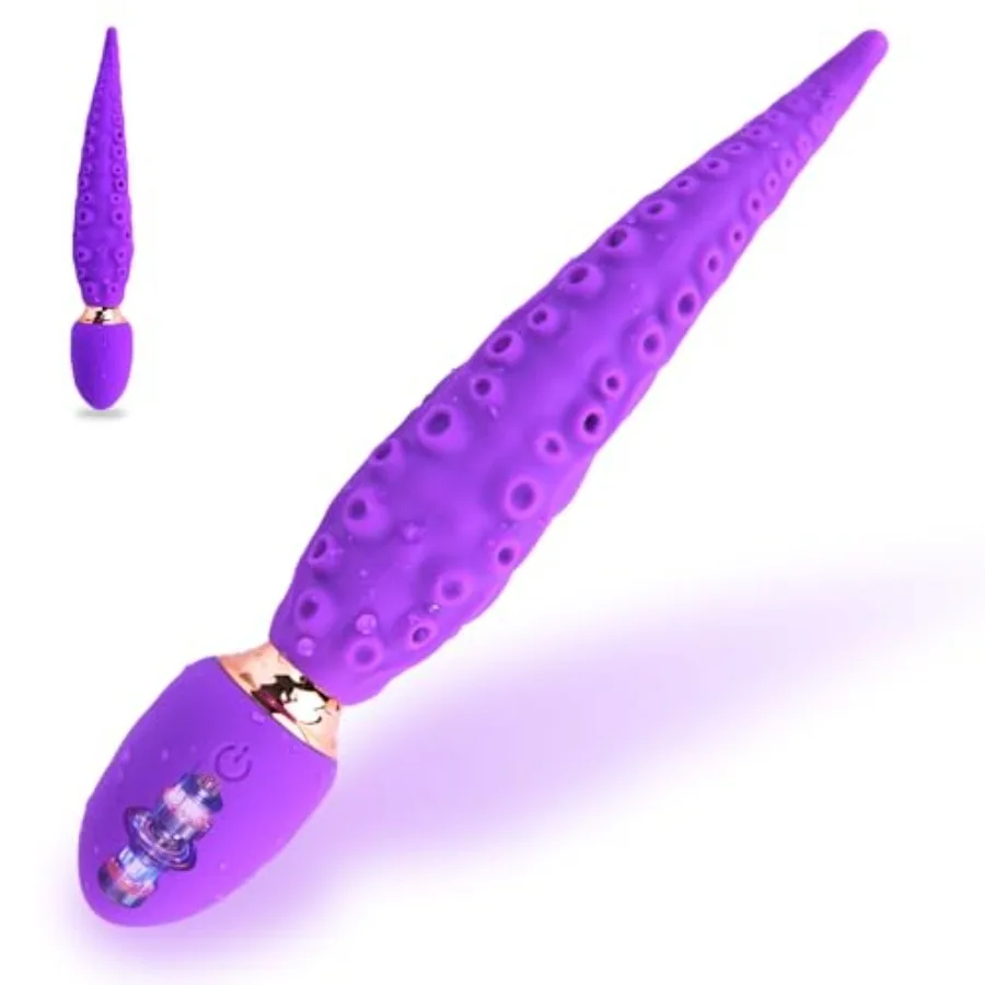Tentacle-Shaped 7-Mode Vibrator Wand with Swirling/Stirring Functions, Double Sided Vibrating Wand, Silicone Vagina Clitoris an