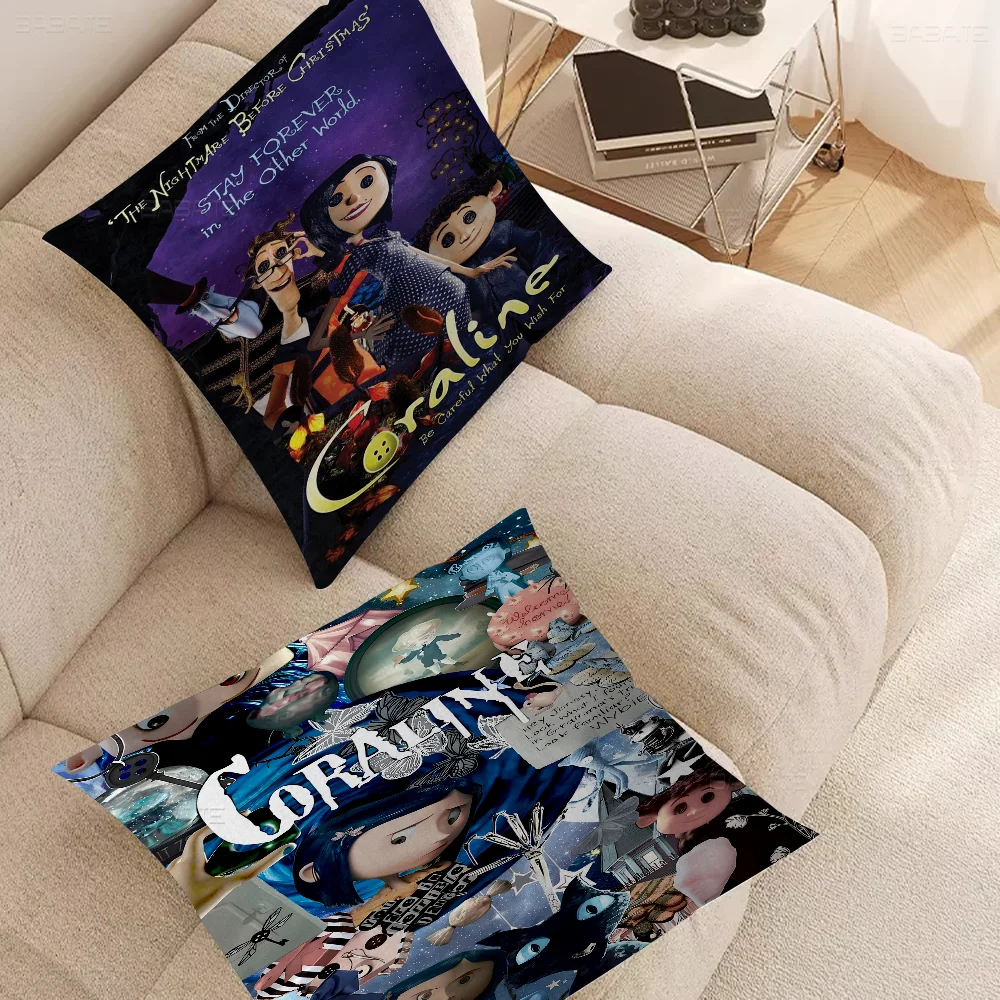 Anime Movie C-Coraline Office Cushion Pillowcase Car Cushion Cover45X45CM Lumbar Pillowcase Sofa Pillowcover