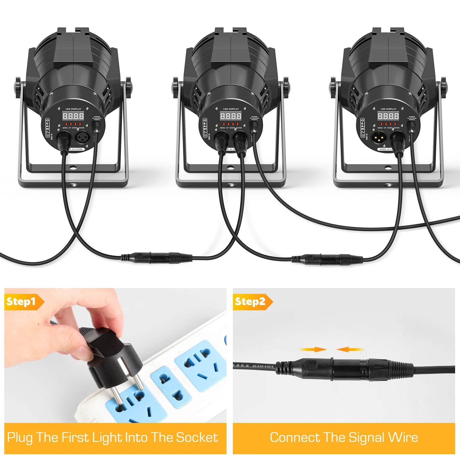 Yiflamefly 4Pcs 80W Par Light Stage Effect COB LED Show Light DMX512 Voice Control for Wedding Performation Theater Party DJ