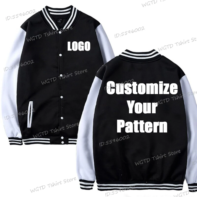 

Customize Your Pattern Logo Jackets Harajuku Streetwear Baseball Uniform Diy Fashion Clothes Men Women Loose Jackets Overcoat