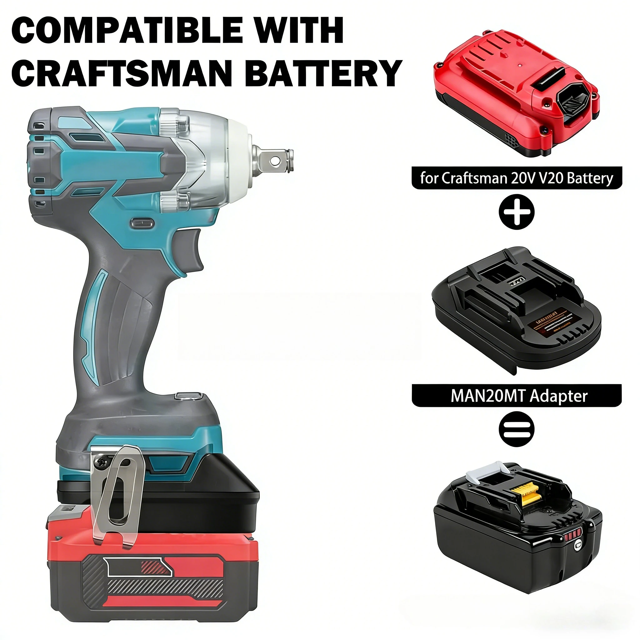 Adaptador MAN20MT para Bateria Craftsman para Makita, Conversor de Bateria Li-ion Craftsman 20V V20 para Ferramentas Elétricas Makita 18V