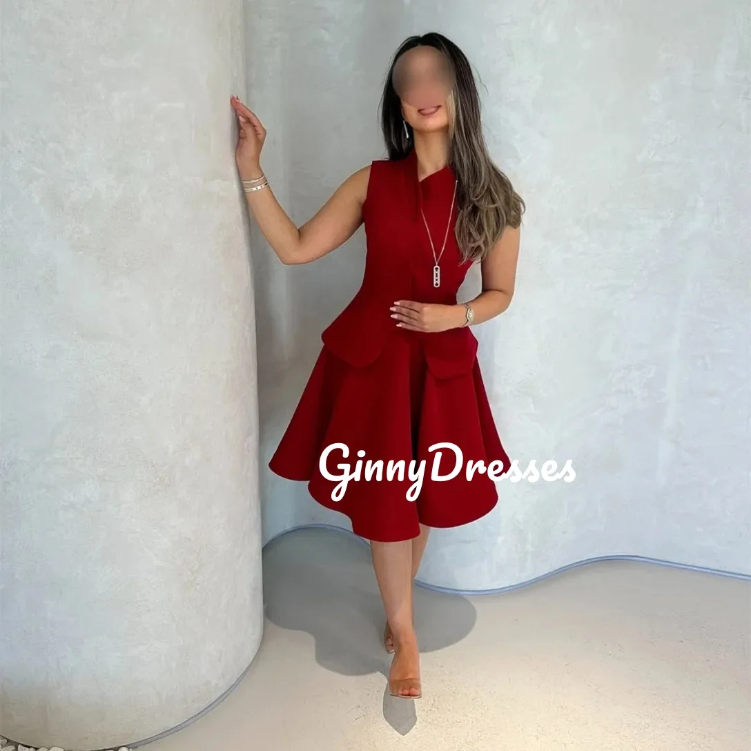 

Evening Luxury Dress Customized A-Line Scoop Neckline Knee-Length Ruffle Elegant Party Dresses For Women Zipper Up Sleeveless