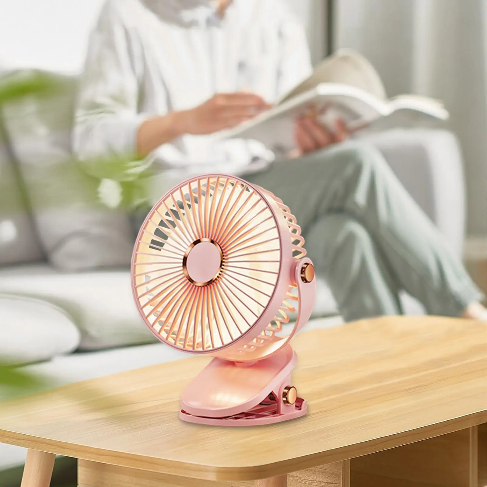 مروحة USB صغيرة محمولة مع مشبك ، دوران 720 درجة ، مروحة مكتب ، 5 سرعات