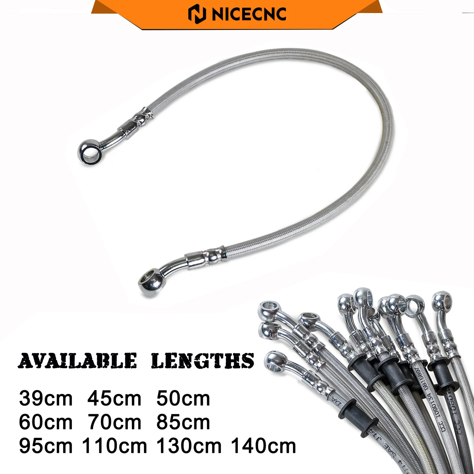 NICECNC 39cm-140cm Brake Oil Hose Brake Line Universal Motorcycle Motorbike Stainless Steel Braided Pipeline Latiguillo Freno