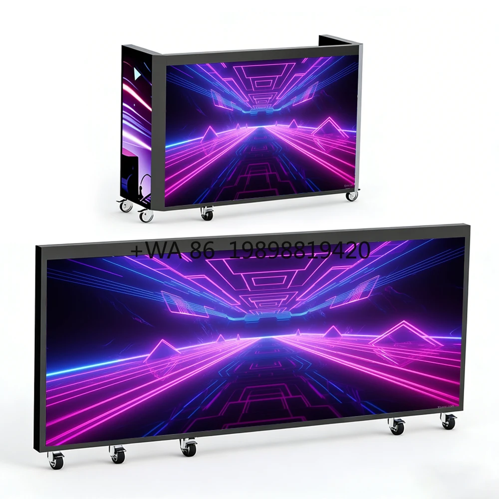 Portable Foldable LED DJ Booth Table Screen, Flexible Curved Video Display Luminous Counter for Club Bar KTV
