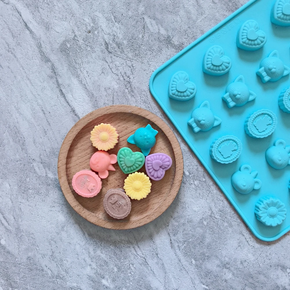 1 stampo in silicone a forma di cuore, topo, corona a 20 cavità, utilizzato per cioccolato, dessert, caramelle, stampi da forno antiaderenti fai-da-te