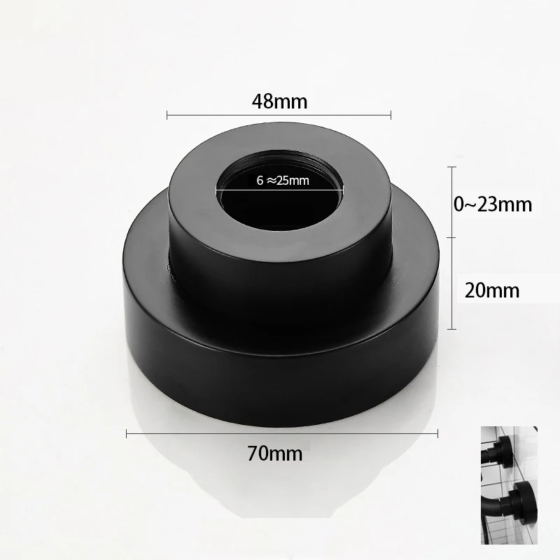 Imagem -03 - Kit de Fixação de Chuveiro para Torneira do Banheiro Equipamento de Tubulação de Água Cobre Tampa Decorativa Galvanoplastia-preto Acessórios 1pc