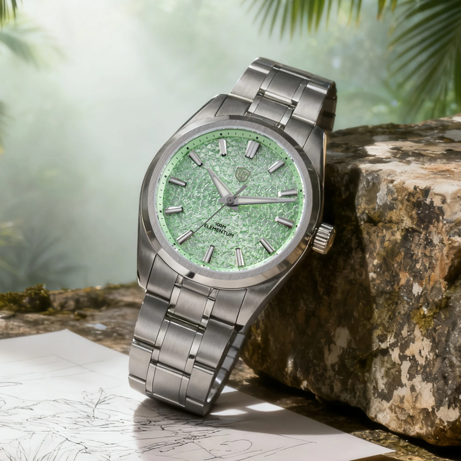 Watchdives WD0003C ساعة كوارتز VH31 سويب ثانية حركة 38 مللي متر كراك الجليد الهاتفي الياقوت مضيئة 100 متر مقاوم للماء ساعة اليد الرجالية #5