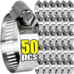 50/10pcs Hose Clips Pipe Clamps Stainless Steel Hoop Clamp Hose 304 Stainless Steel Automotive Pipes Clip Fixed Tools Wholesale