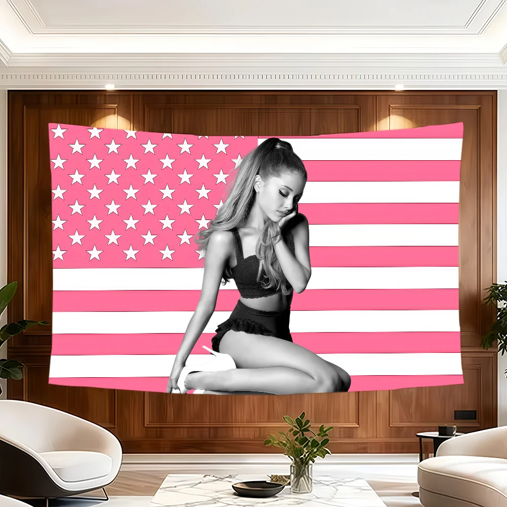 Singer A-AriAna G-GrAnde-S Petal flag Room Decoration Wall Tapestry Hanging Aesthetic Bedrooms Advertising Banner