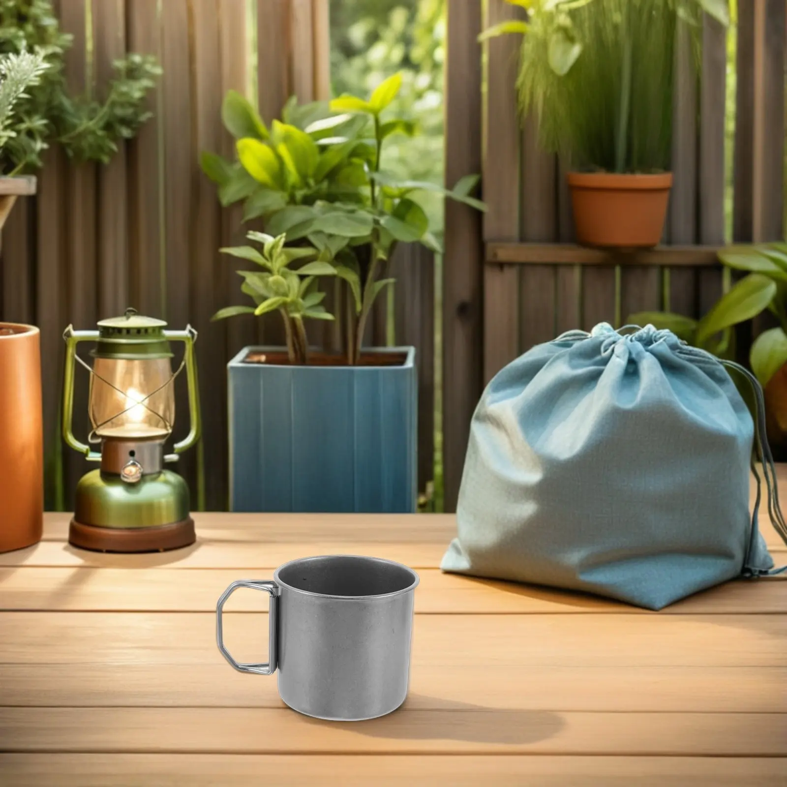 300Ml Stainless Steel Folding Camping Mug Retro Finish 8Cm Foldable Handle Portable Outdoor Hiking Backpacking Water Cup