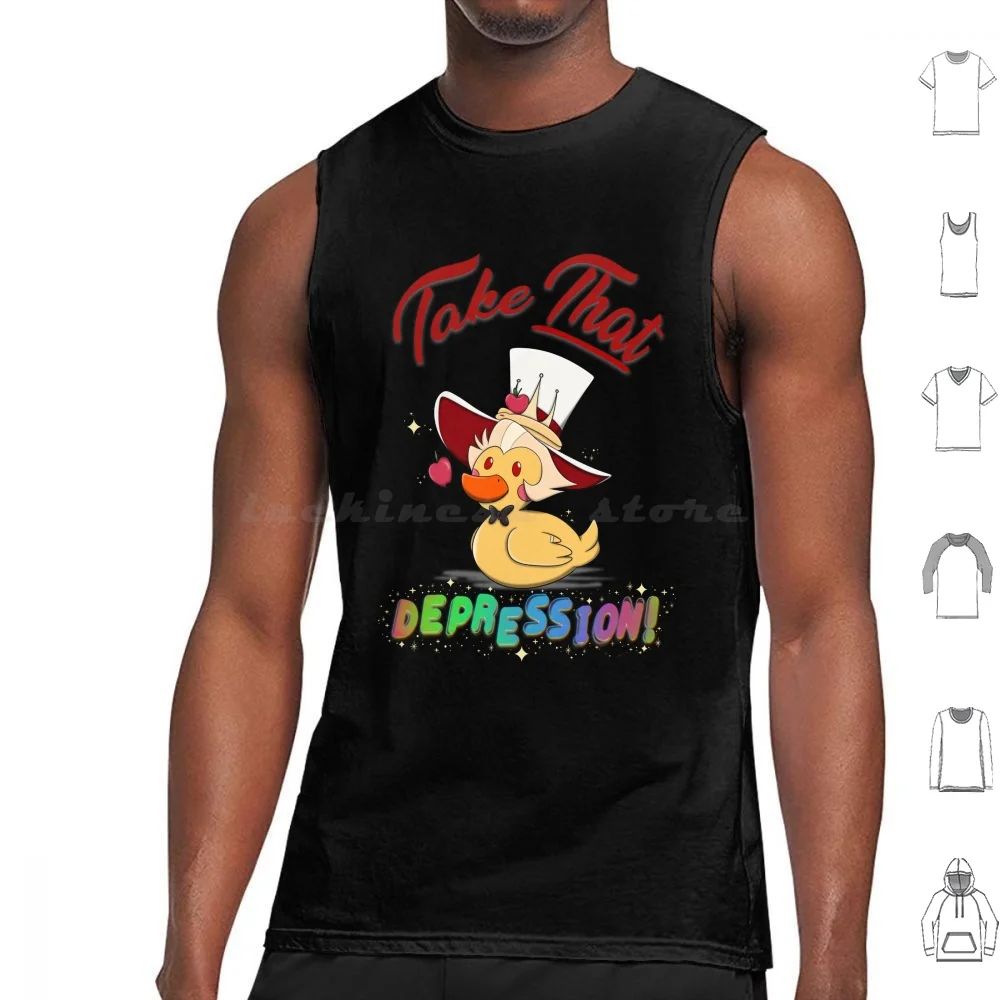 Rubber Duck Luci Tank Tops Vest Sleeveless Lucifer Rubber Duck Cute Adorable Motivational Take That Depression Luci
