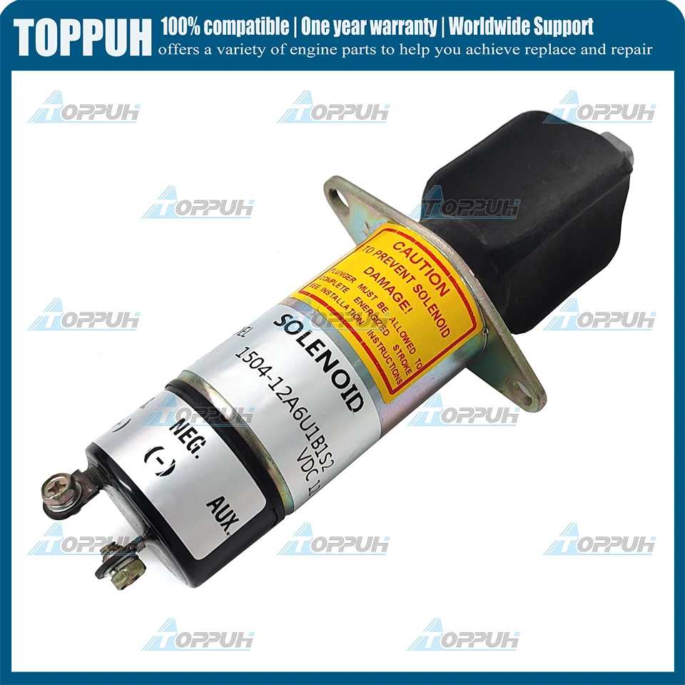 12V 1504-12A6U1B1S2 Fuel Shutoff Solenoid 2 terminals for Woodward 307-2546-12