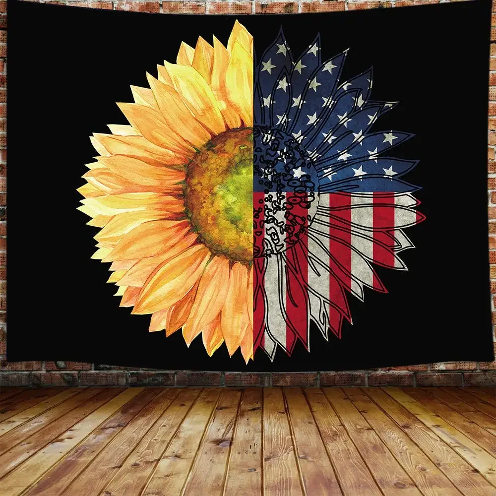 Sunflower tapestry sunset sunflower fields flowers plants bedroom living room decoration hanging curtains yellow