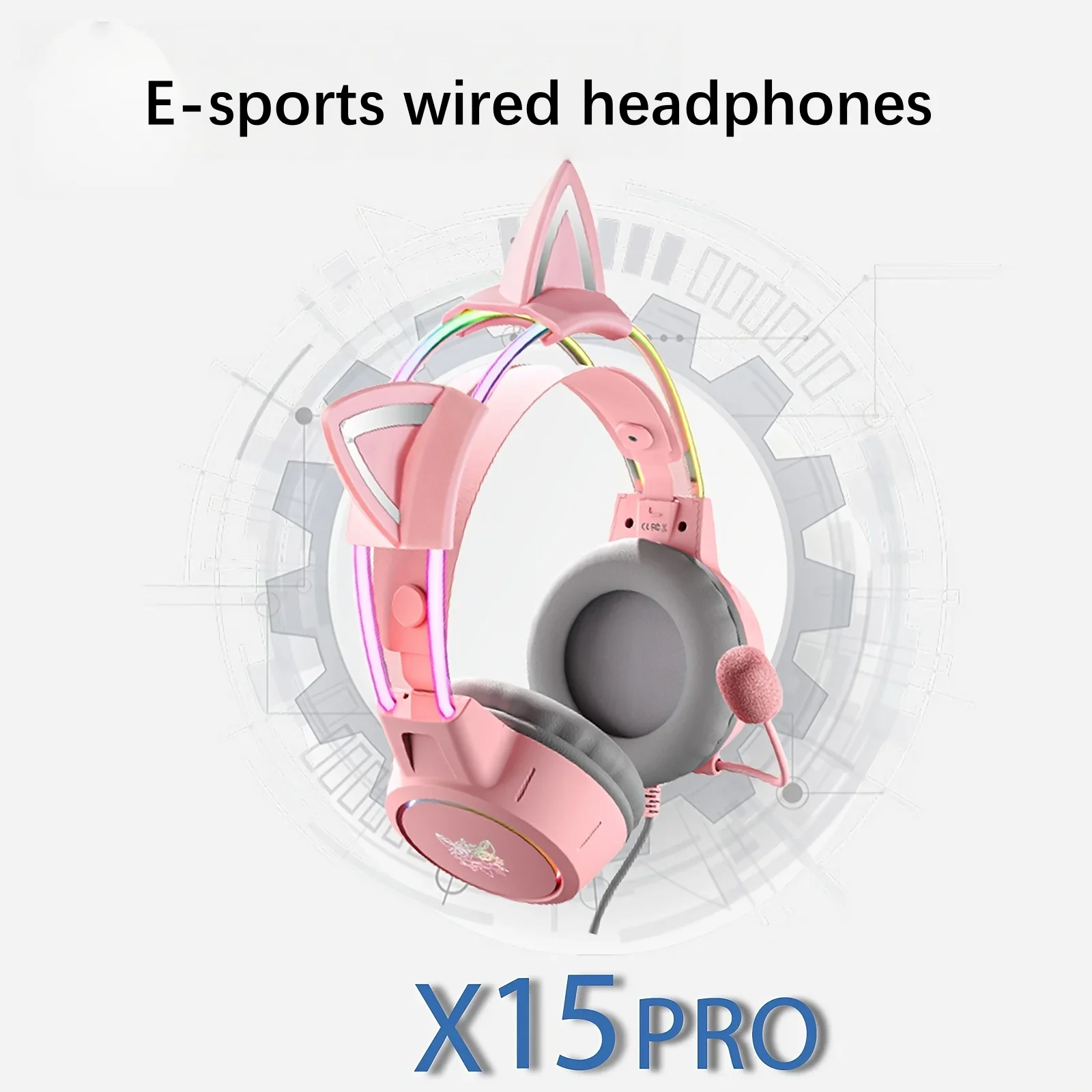 

Professional Led Cat Ear Wired Gamer Headphones With Mic For PS4 PS5 Xbox Computer PC Gaming Headset Hands-free Calls