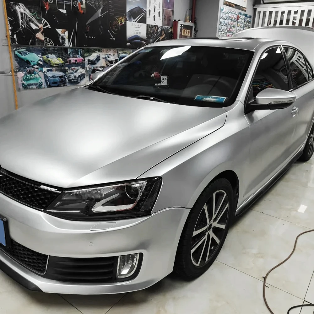 

Car Sticker Matte Metallic Silver Color Change Vinyl Film PET Bubble Free Wrapping Car Accessories Auto Self Adhesive Decals