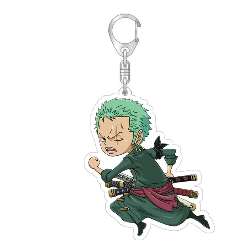 New One Piece Luffy Zoro Creative and Exquisite Acrylic Keychain Anime Peripheral Cartoon Student School Bag Pendant Decoration view 3