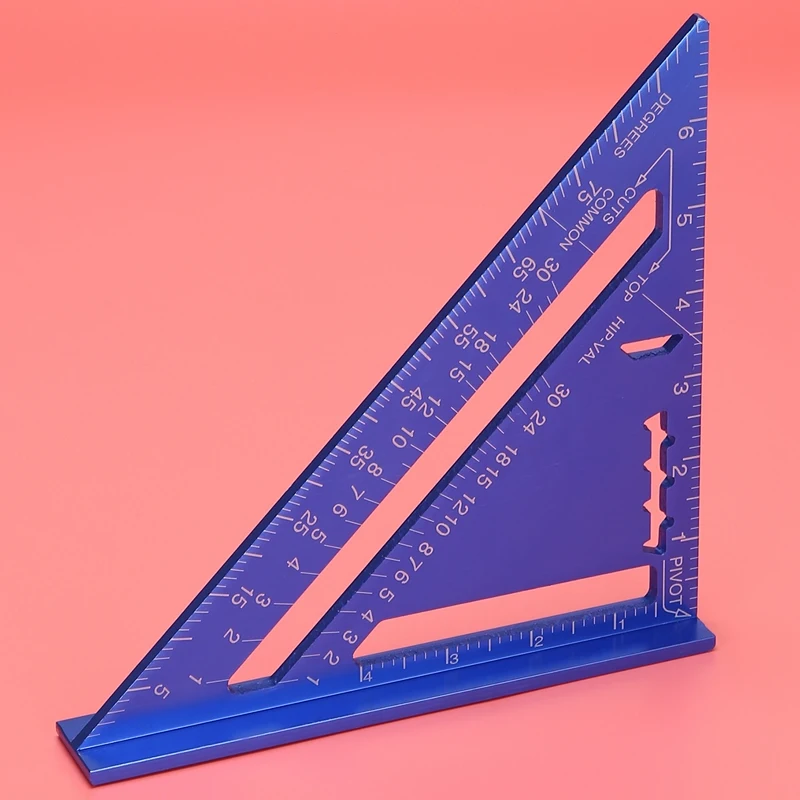 90 Degree Triple-Cornered Ruler Aluminum Alloy Angle Ruler Inch For Carpenter's Workshop 7 Inch Square Layout Tool