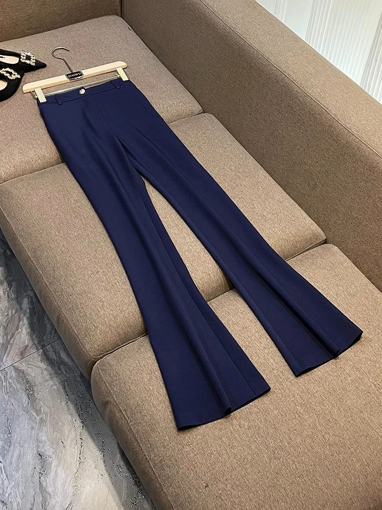 2023New Street High-Quality Design Royal Blue Women Fashion Elegant 2Pieces Blazers Sets With Shoulder Pads Personize Lady Suits