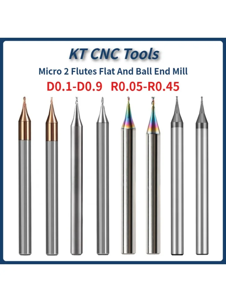 HRC60 D0.1-0.9 R0.05-R0.45 Micro 2 Fluiten Platte Frees CNC Router Bit 4mm Schacht Wolfraamcarbide Frees Mini Frees - afbeelding 2