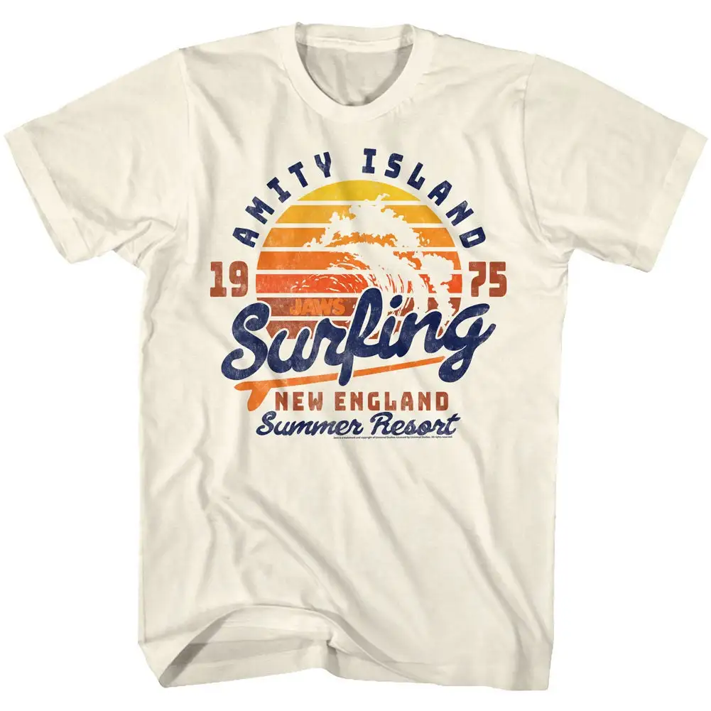 Jaws Amity Island Surfing Summer Resort Natural T Shirt