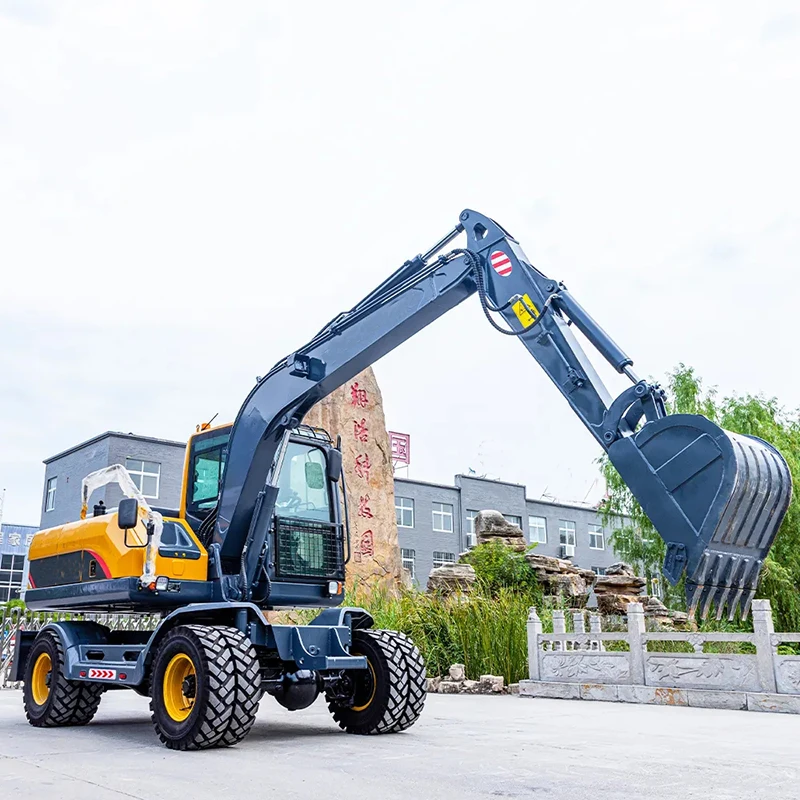 Municipal Construction Multifunctional Hydraulic 8TON Tire Wheels Excavator Wheeled Excavator For Sale