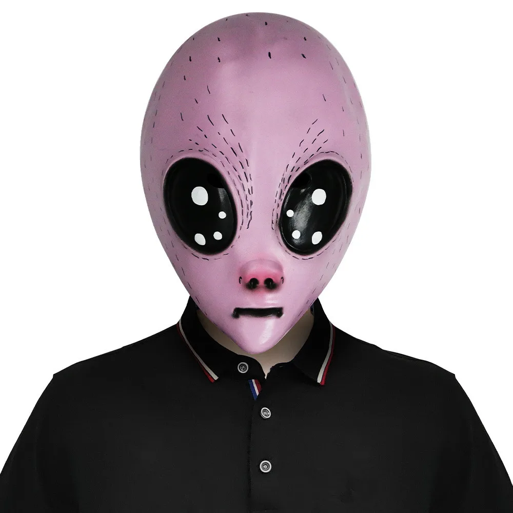 Realistische Alien-Gesichtsmasken Außerirdische Scherzmasken Lustige Halloween-Cosplay-Masken in Pink – Detail 1