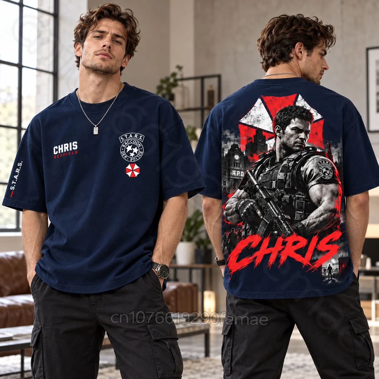 Resident Evil Chris Redfield S.T.A.R.S. Graphic T-Shirt Women Men Oversized Gaming Tee Raccoon City Umbrella Corporation Top