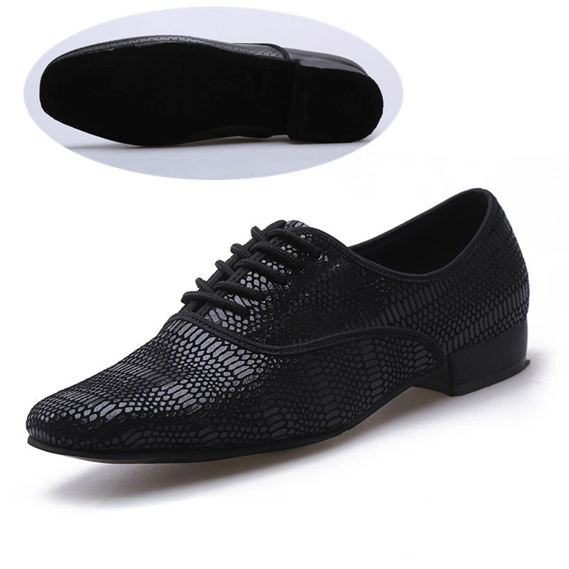 

Men Dance Shoes Ballroom Shoe Black Genuine leather Split Outsole Practice Competition Modern Rumba Dancing Shoes Dance sport