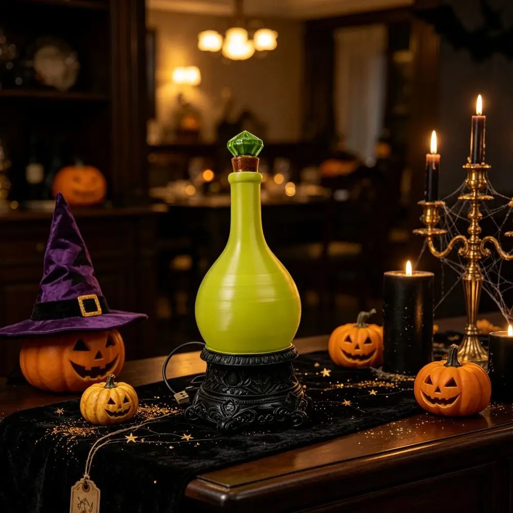 Solid Resin Resin Cauldron Light Fine Workmanship Warm Glow Light Witch Cauldron Decor Compact Mini Size Stable Standing