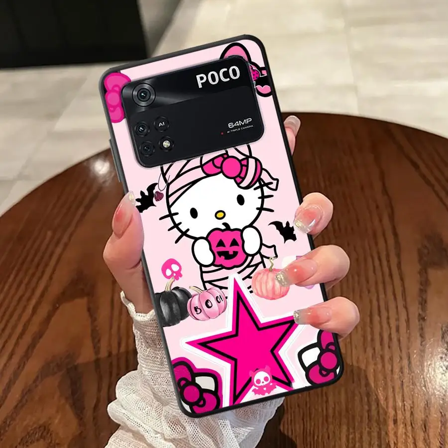 Custodia morbida per telefono posteriore per Xiaomi Poco F3 F4 F5 M5 X3 X4 X5 M3 M4 Pro C65 C51 C50 Rosa Hello Kitty Halloween