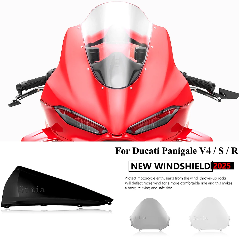 

New Wind Screen Fit Ducati Panigale V4 V4S V4R 2025 Motorcycle Windshield Windscreen Screen Protector Fairing Visor Wind Screen