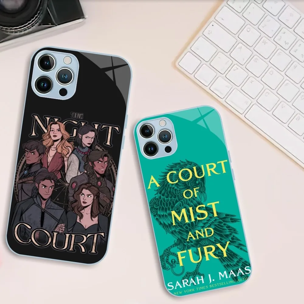 A C-Court of Mist and Fury Book Phone Case For iphone Tempered Glass 11 14 12 13 Mini Pro Plus X XS MAX XR Cover