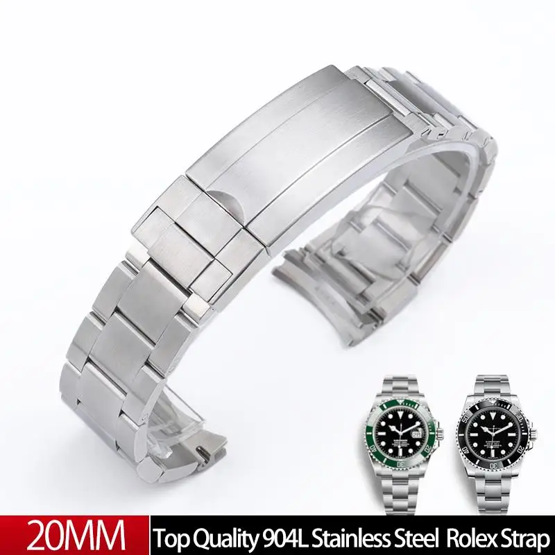 NFR 20mm Quality 904L Stainless Steel Glide Folding Buckle Watch Band For Rolex Strap 40mm Submariner Watchband Adjustable