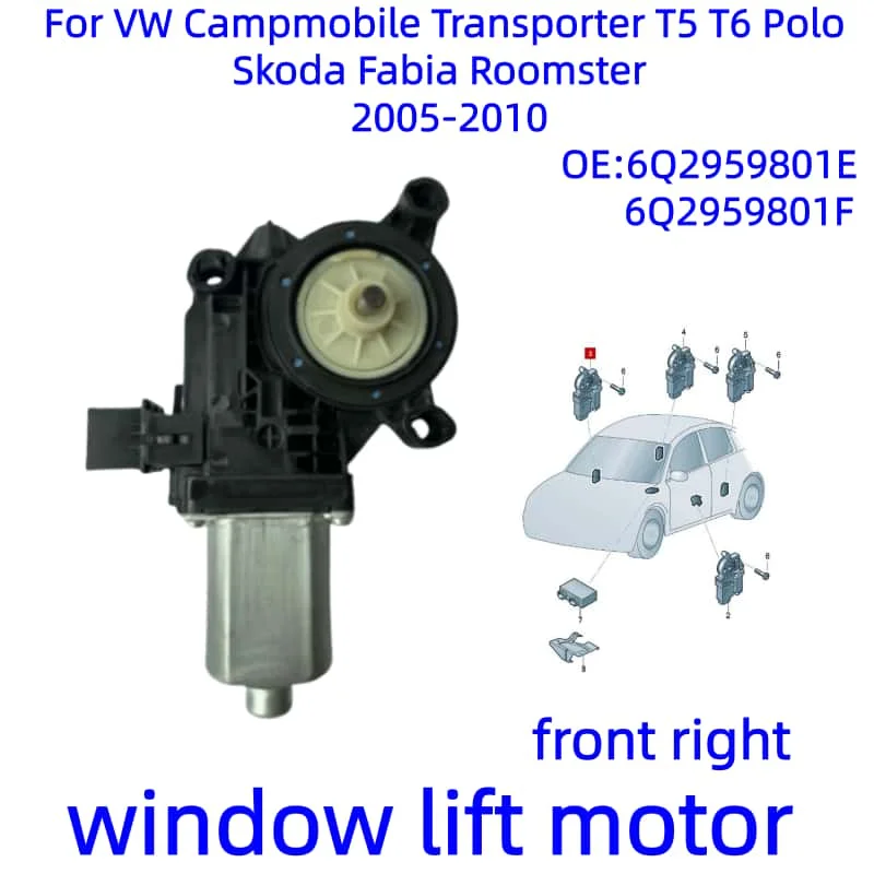 NIEUWE Venster lift motor Voor VW Campmobile Transporter T5 T6 Polo Skoda Fabia Roomster 6Q2959802F 6Q2959802H 6Q2959801E 6Q2959801F