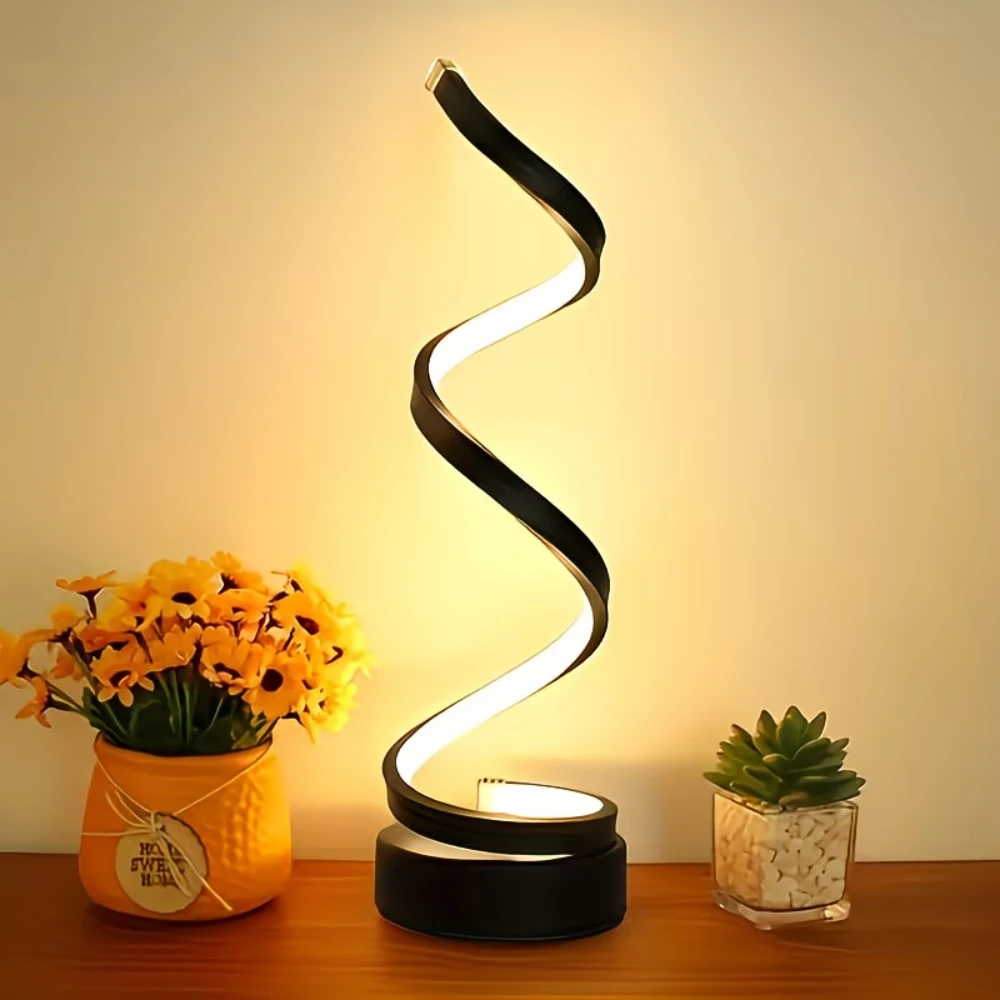 LED Spiral Dimmable Table Lamp Suitable for Living Room Bedroom Study Adjustable Brightness Bedside Lamp for Office and Home Use