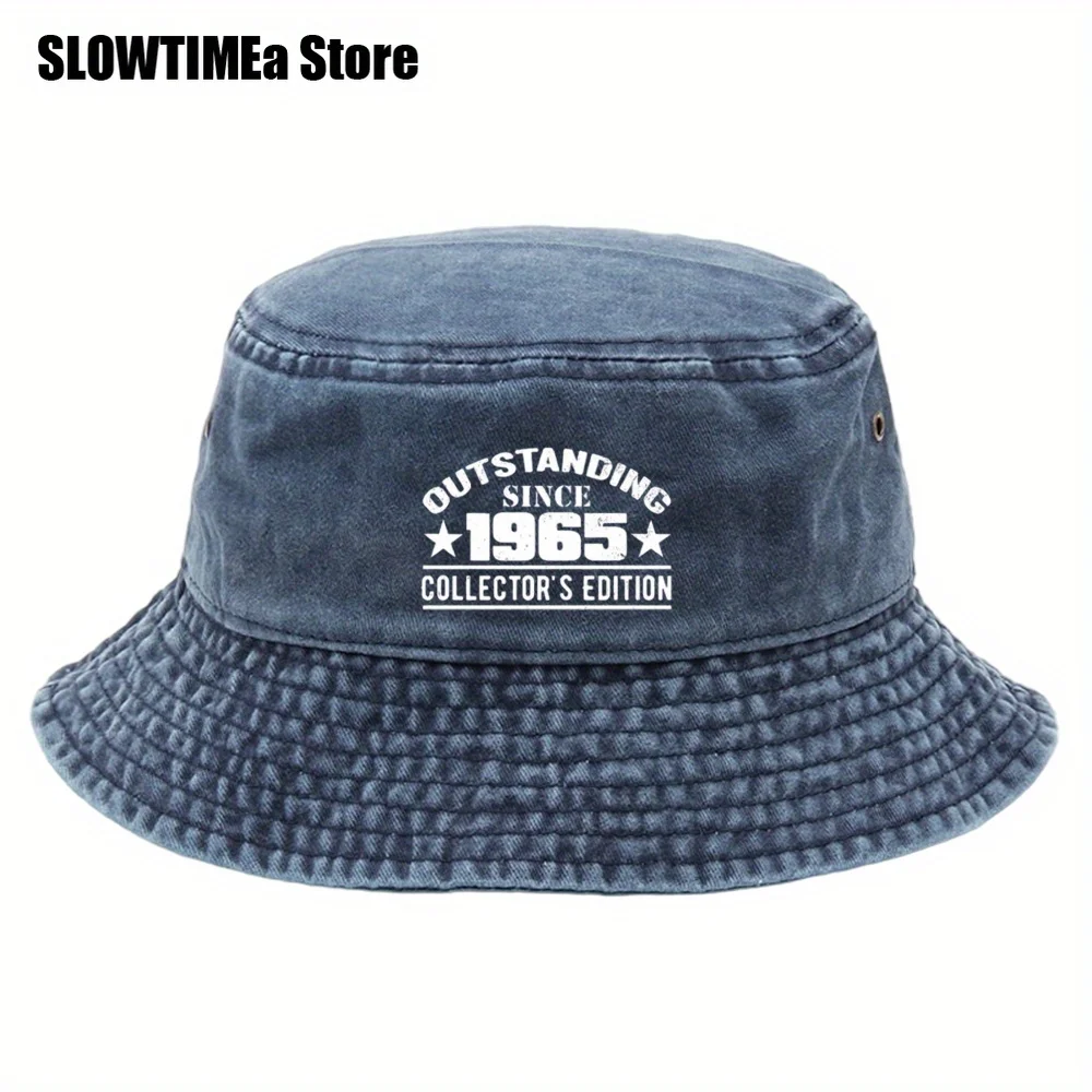 1 pièce Chapeau bob rétro 1965 effet délavé - Chapeau de pêcheur respirant et pliable avec broderie 'Outstanding Since 49.91meter', brodé à la machine