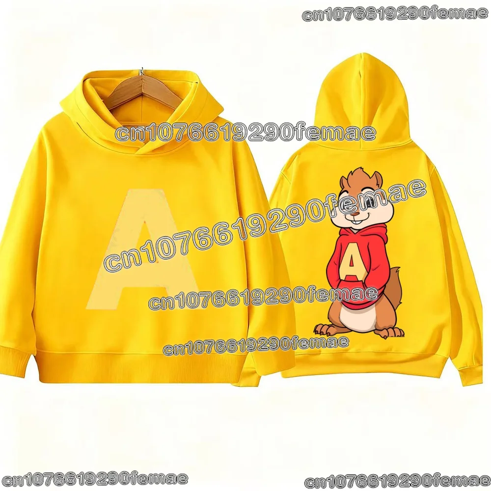 سترة بغطاء للرأس من فيلم Alvin and The Chipmunks للأطفال بأكمام طويلة كارتونية للأولاد والبنات للخريف والشتاء، قمة الموضة المريحة