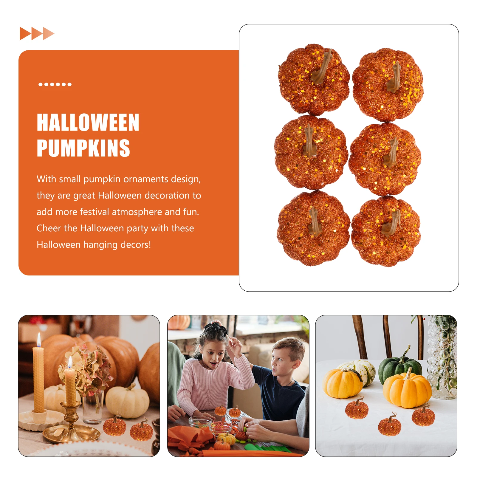 

6pcs 8CM Sequined Pumpkins Halloween Decorative Hanging naments Reusable Crafts Artificial Food Vegetables Party
