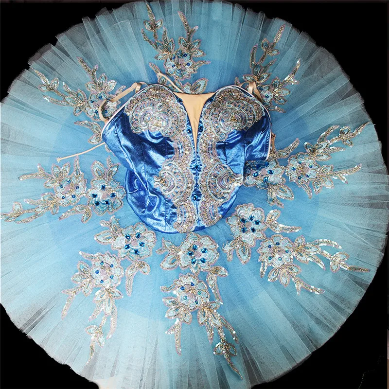 

Professional High Quality Exquisite Design Custom Size Kids Girls Adult Women Performance Wear Light Blue Shiny Ballet Tutu